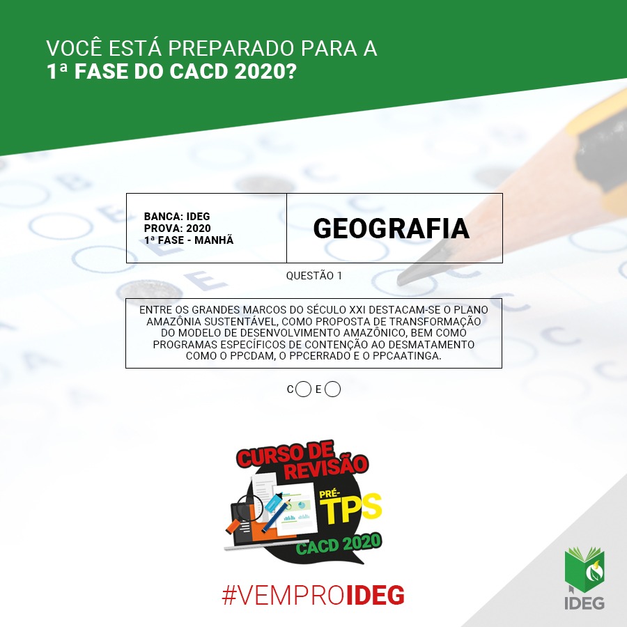 1ª Fase CACD 2020 | Questão Objetiva de Geografia 1ª Fase CACD 2020 | Questão Objetiva de Geografia